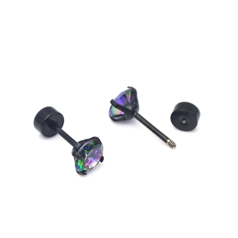 Iridescent screw back Earrings